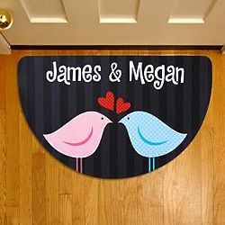 Personalized Love Birds Half Round Doormat