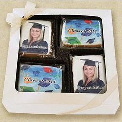 Graduate's Custom Photo Cookies in Gift Box