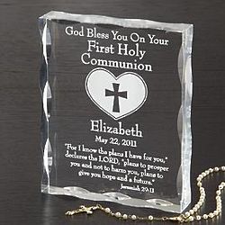 Personalized Communion Inscribed Blessing Block