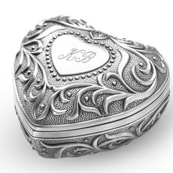 Engravable Vintage Heart Jewelry Box