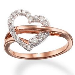 14k Rose Gold Abstract Diamond Heart Ring