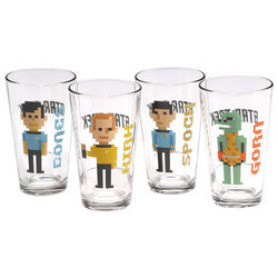 Pixelated Star Trek Drinking Glasses