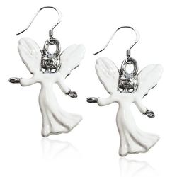 Angel Charm Earrings in Silver