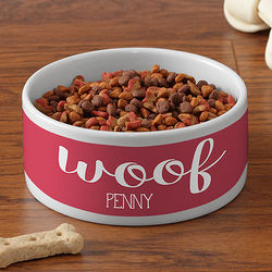 Woof or Meow Personalized Small Pet Bowl