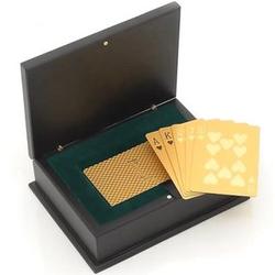 24 Karat Gold-Dipped Poker Cards in Cherrywood Display Case
