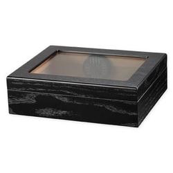 Personalized Glass Top Humidor in Black Finish