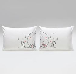 Miss Us Together His & Hers Couple Pillowcases
