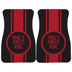 Personalized Race Stripes Car Mat in Black and Red