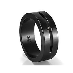 Black Titanium Ring with Black Diamond