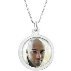 Sterling Silver Circle Custom Photo Necklace