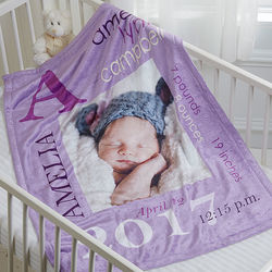 All About Baby Girl Personalized Photo Fleece Blanket