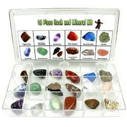 18 Piece Rock and Mineral Educational Collection in Box