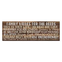 Personalized Shiplap Family Values Canvas Print in Brown