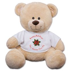 Personalized Christmas Holly Teddy Bear Stuffed Animal