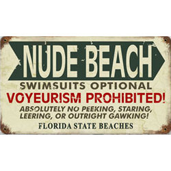 Nude Beach Florida Metal Sign