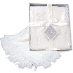 White Boxed Cross Shawl Blanket