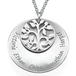 Personalized Curved Family Tree Necklace