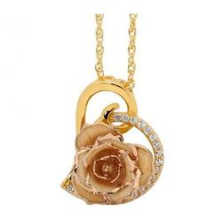 Glazed 24k Gold and Genuine White Rose Necklace