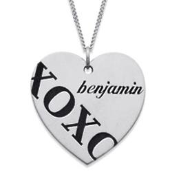 Sterling Silver Hugs and Kisses Personalized Name Pendant