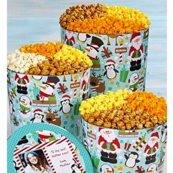 2 Gallons and 4 Flavors of Popcorn in Polar Pal Tin