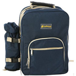 Deluxe Oxford Blue Picnic Backpack with Service for 4