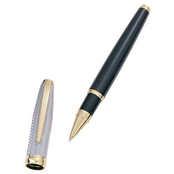 Personalized Black & Gold Rollerball Pen