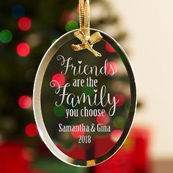 Personalized Friends are Family Glass Ornament