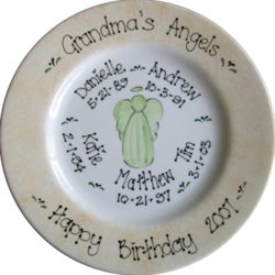 Grandma's Angels Hand Painted Plate