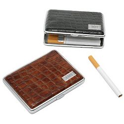 Monogrammed Croc Leather Cigarette Case