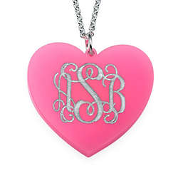 Monogrammed Acrylic Heart Necklace