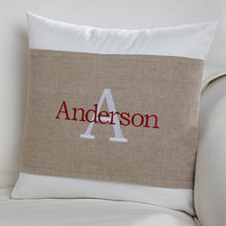 Throw Pillow with Personalized Family Name and Initial Wrap