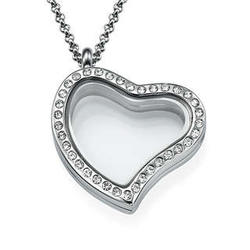 Silver Heart Locket with Crystals