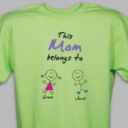 Personalized Belongs To T-Shirt with Stick Figures