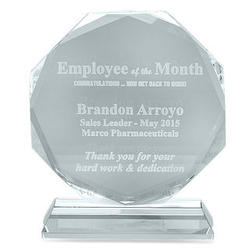 Personalized Employee of the Month Crystal Octagon Award