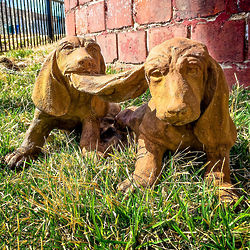 Two Playful Hounds Garden Statue