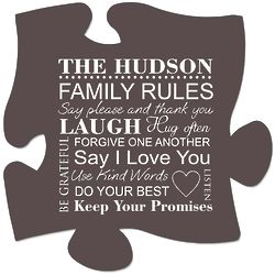 Family Rules 12" Puzzle Wall Plaque