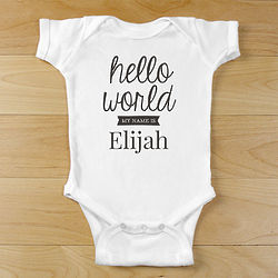 Infant's Hello World! My Name Is Personalized Bodysuit