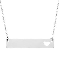 Engraveable 14K White Gold Name Bar with Heart Cut Out