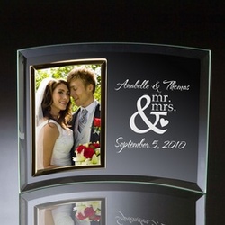Mr & Mrs Curved Glass Vertical Photo Frame