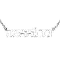 Sterling Silver Polished Print Name Necklace