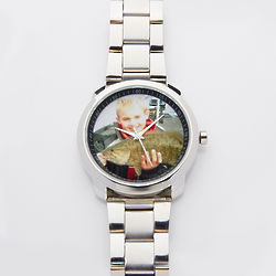 Personalized Men's Photo Silver Watch