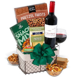 Red Wine Countryside Snacks Gift Basket