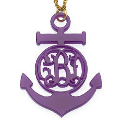 Monogrammed Acrylic Anchor Necklace