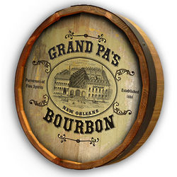 Personalized Grandpa's Bourbon Quarter Barrel Sign