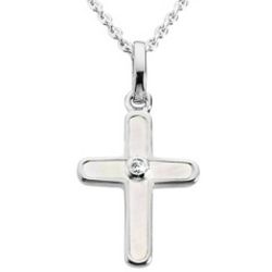 Sterling Silver Girl's Mother of Pearl Cross