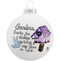 Personalized Grandma is a Safe Place to Land Christmas Ornament
