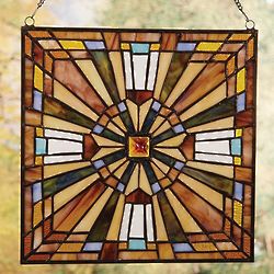 Stained Glass Cross Mission Style Square Suncatcher