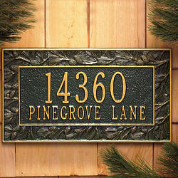 Pine Cone Address Plaque in Antique Copper