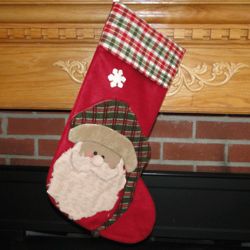 Decked in Plaid Appliqued Santa Personalized Stocking