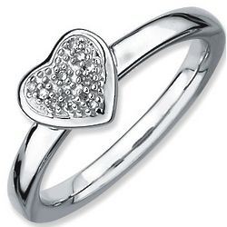 Diamond Heart Stack Ring in Sterling Silver